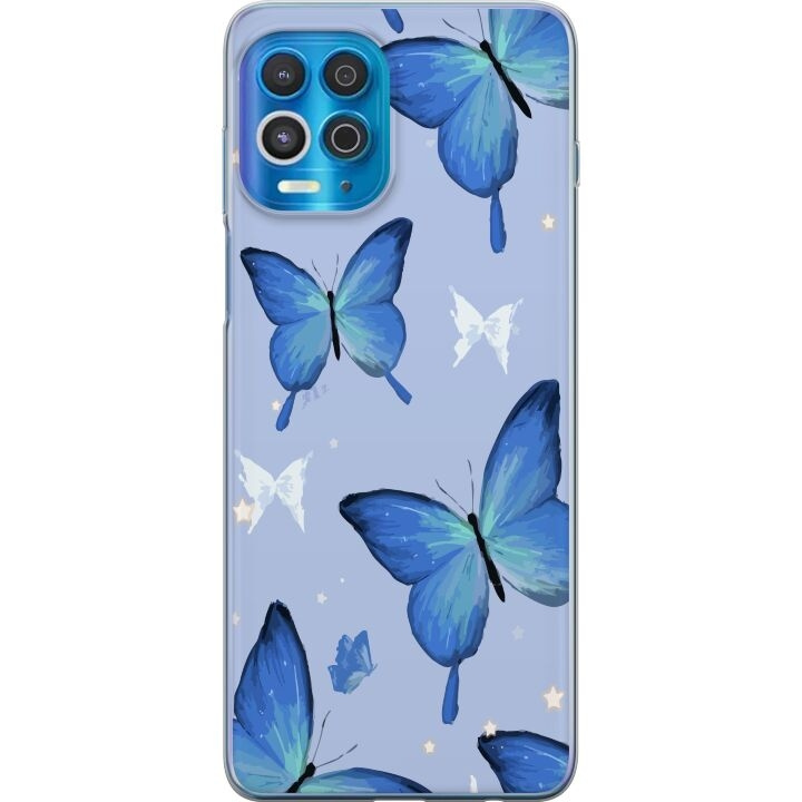 Mobilskal till Motorola Edge S med Blå fjärillar motiv i gruppen SMARTPHONE & SURFPLATTOR / Mobilskydd / Motorola hos TP E-commerce Nordic AB (A54573)