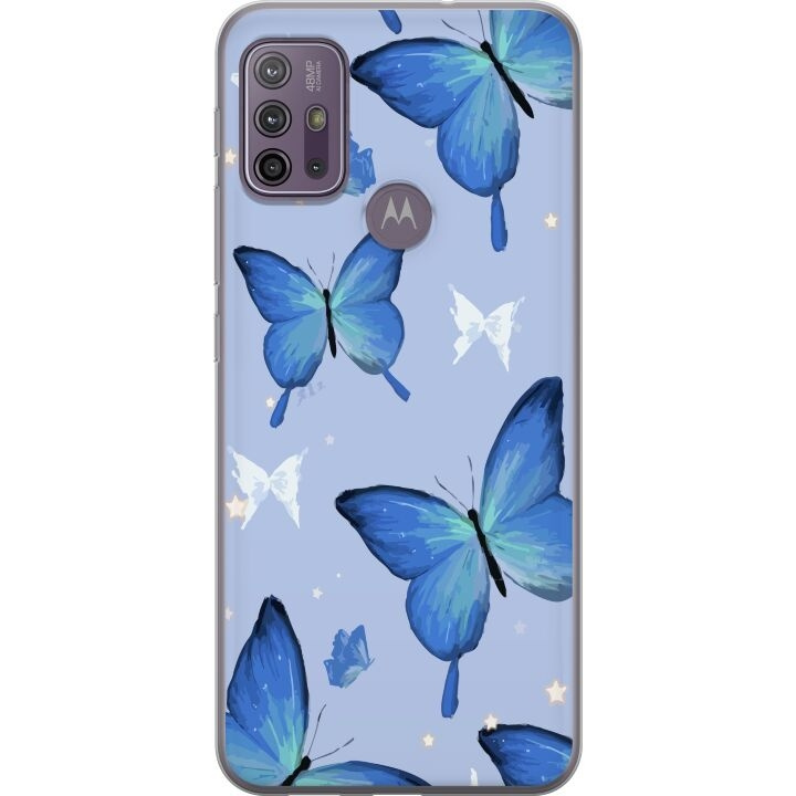 Mobilskal till Motorola Moto G10 med Blå fjärillar motiv i gruppen SMARTPHONE & SURFPLATTOR / Mobilskydd / Motorola hos TP E-commerce Nordic AB (A54600)