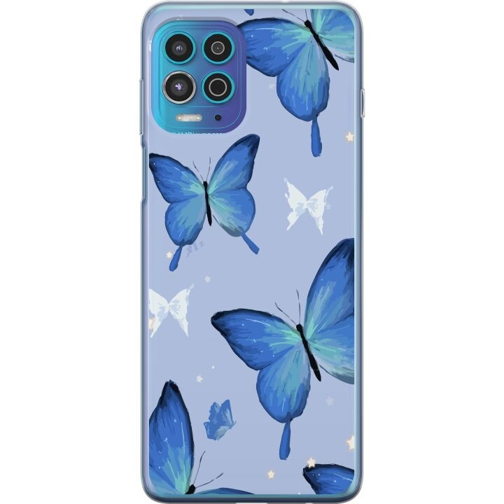 Mobilskal till Motorola Moto G100 med Blå fjärillar motiv i gruppen SMARTPHONE & SURFPLATTOR / Mobilskydd / Motorola hos TP E-commerce Nordic AB (A54627)