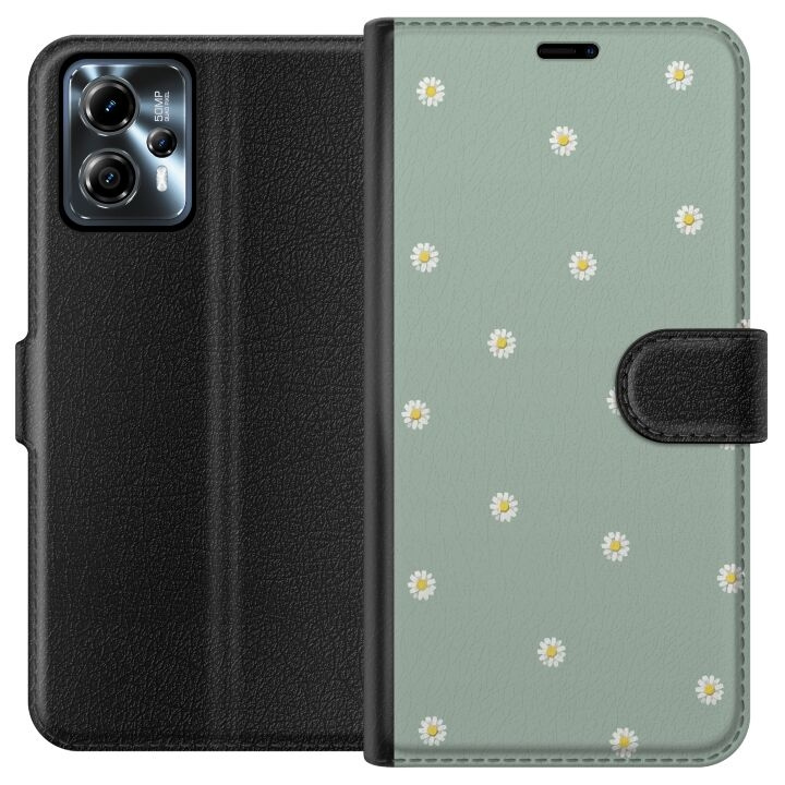 Plånboksfodral till Motorola Moto G13 med Prästkragar motiv i gruppen SMARTPHONE & SURFPLATTOR / Mobilskydd / Motorola hos TP E-commerce Nordic AB (A54642)