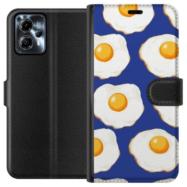 Plånboksfodral till Motorola Moto G13 med Stekta ägg motiv i gruppen SMARTPHONE & SURFPLATTOR / Mobilskydd / Motorola hos TP E-commerce Nordic AB (A54644)