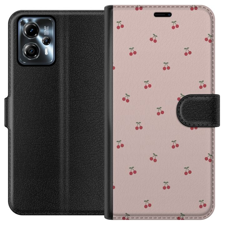 Plånboksfodral till Motorola Moto G13 med Körsbär motiv i gruppen SMARTPHONE & SURFPLATTOR / Mobilskydd / Motorola hos TP E-commerce Nordic AB (A54645)