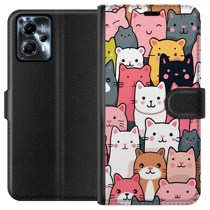 Plånboksfodral till Motorola Moto G13 med Kattmönster motiv i gruppen SMARTPHONE & SURFPLATTOR / Mobilskydd / Motorola hos TP E-commerce Nordic AB (A54646)