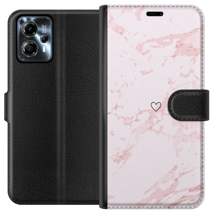 Plånboksfodral till Motorola Moto G13 med Rosa Hjärta motiv i gruppen SMARTPHONE & SURFPLATTOR / Mobilskydd / Motorola hos TP E-commerce Nordic AB (A54661)