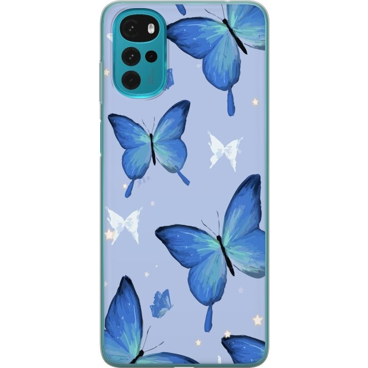 Mobilskal till Motorola Moto G22 med Blå fjärillar motiv i gruppen SMARTPHONE & SURFPLATTOR / Mobilskydd / Motorola hos TP E-commerce Nordic AB (A54762)