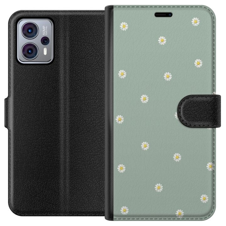 Plånboksfodral till Motorola Moto G23 med Prästkragar motiv i gruppen SMARTPHONE & SURFPLATTOR / Mobilskydd / Motorola hos TP E-commerce Nordic AB (A54777)