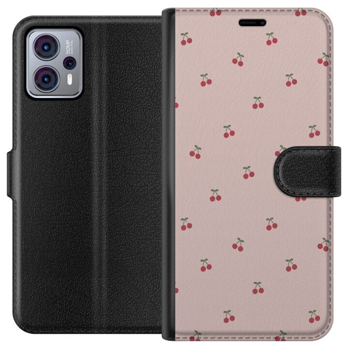 Plånboksfodral till Motorola Moto G23 med Körsbär motiv i gruppen SMARTPHONE & SURFPLATTOR / Mobilskydd / Motorola hos TP E-commerce Nordic AB (A54780)