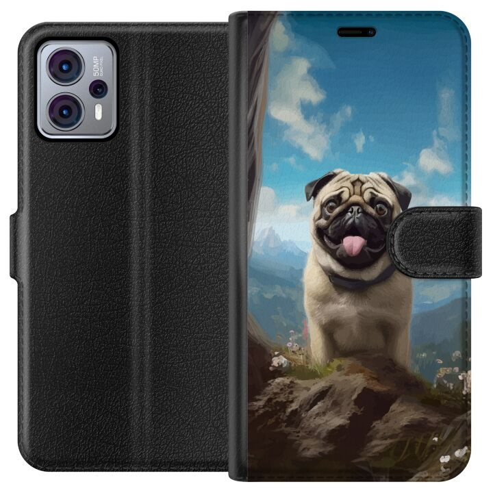 Plånboksfodral till Motorola Moto G23 med Glad Hund motiv i gruppen SMARTPHONE & SURFPLATTOR / Mobilskydd / Motorola hos TP E-commerce Nordic AB (A54791)