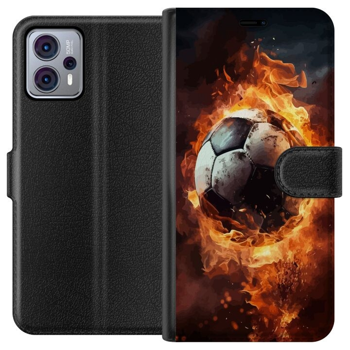 Plånboksfodral till Motorola Moto G23 med Fotboll motiv i gruppen SMARTPHONE & SURFPLATTOR / Mobilskydd / Motorola hos TP E-commerce Nordic AB (A54794)