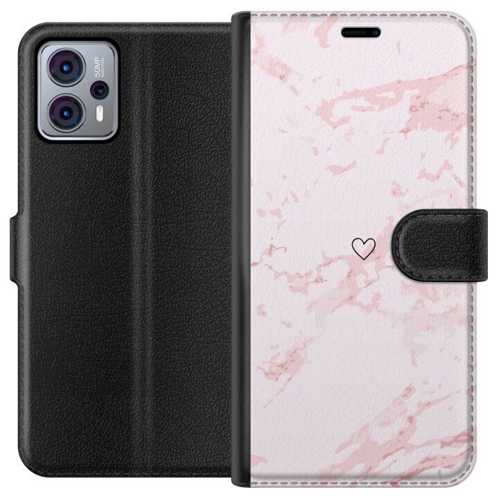 Plånboksfodral till Motorola Moto G23 med Rosa Hjärta motiv i gruppen SMARTPHONE & SURFPLATTOR / Mobilskydd / Motorola hos TP E-commerce Nordic AB (A54796)