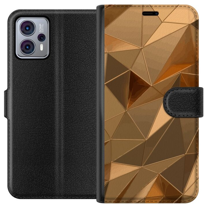 Plånboksfodral till Motorola Moto G23 med 3D Guld motiv i gruppen SMARTPHONE & SURFPLATTOR / Mobilskydd / Motorola hos TP E-commerce Nordic AB (A54797)