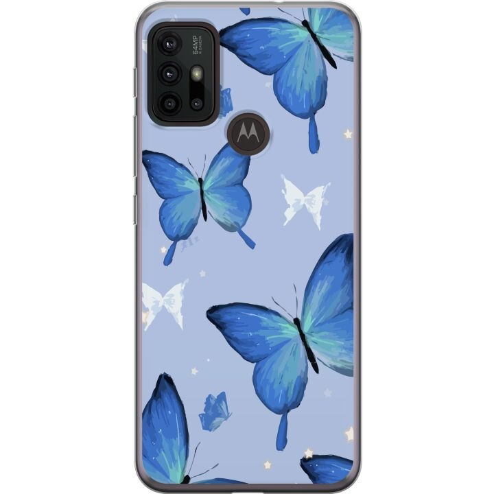 Mobilskal till Motorola Moto G30 med Blå fjärillar motiv i gruppen SMARTPHONE & SURFPLATTOR / Mobilskydd / Motorola hos TP E-commerce Nordic AB (A54870)