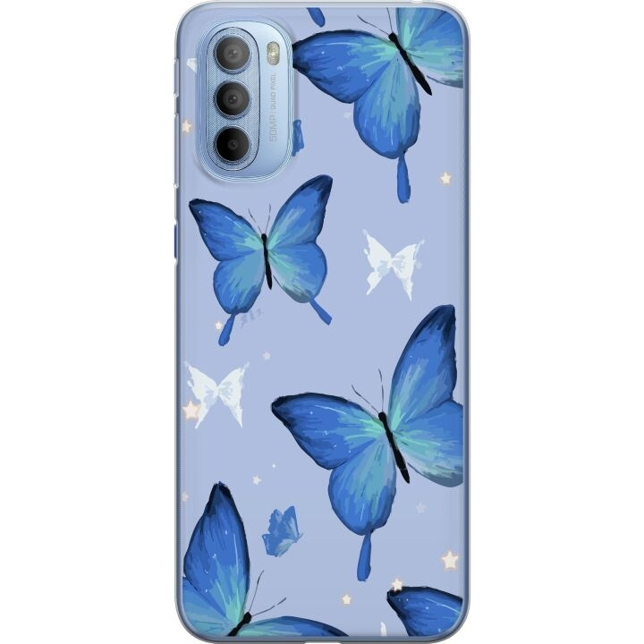 Mobilskal till Motorola Moto G31 med Blå fjärillar motiv i gruppen SMARTPHONE & SURFPLATTOR / Mobilskydd / Motorola hos TP E-commerce Nordic AB (A54924)
