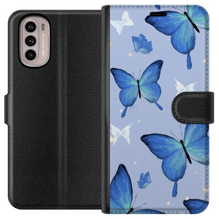 Plånboksfodral till Motorola Moto G41 med Blå fjärillar motiv i gruppen SMARTPHONE & SURFPLATTOR / Mobilskydd / Motorola hos TP E-commerce Nordic AB (A54978)