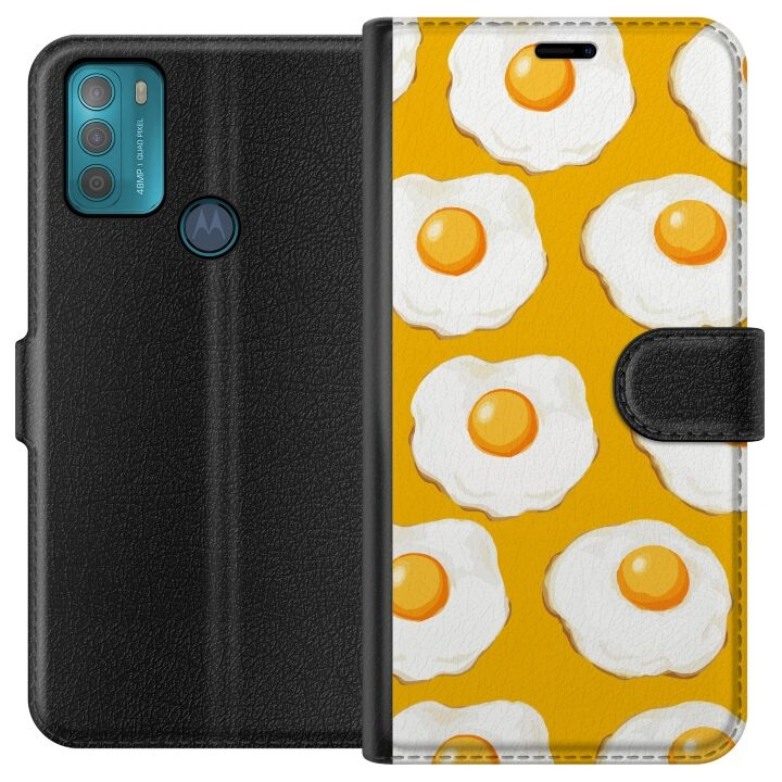 Plånboksfodral till Motorola Moto G50 med Stekt ägg motiv i gruppen SMARTPHONE & SURFPLATTOR / Mobilskydd / Motorola hos TP E-commerce Nordic AB (A55018)