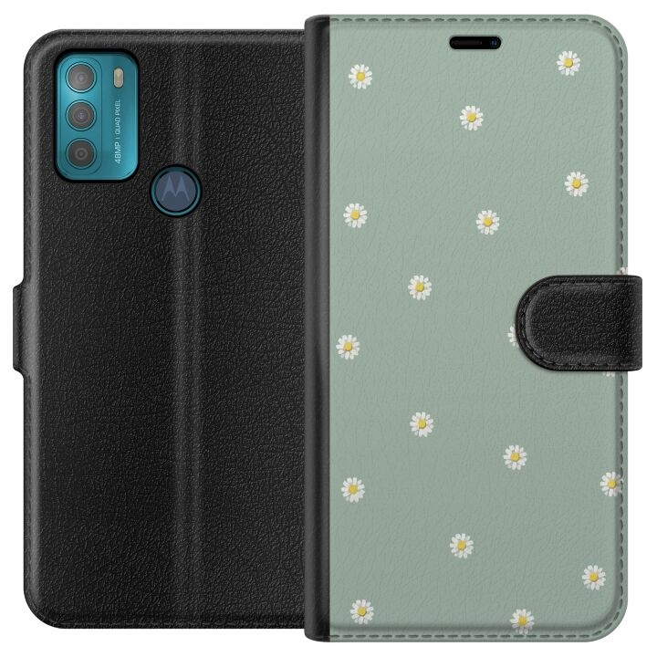 Plånboksfodral till Motorola Moto G50 med Prästkragar motiv i gruppen SMARTPHONE & SURFPLATTOR / Mobilskydd / Motorola hos TP E-commerce Nordic AB (A55020)