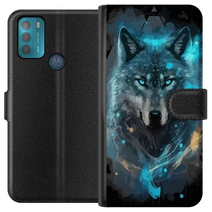 Plånboksfodral till Motorola Moto G50 med Varg motiv i gruppen SMARTPHONE & SURFPLATTOR / Mobilskydd / Motorola hos TP E-commerce Nordic AB (A55021)