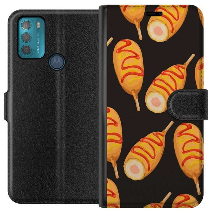 Plånboksfodral till Motorola Moto G50 med Kycklingklubba motiv i gruppen SMARTPHONE & SURFPLATTOR / Mobilskydd / Motorola hos TP E-commerce Nordic AB (A55025)