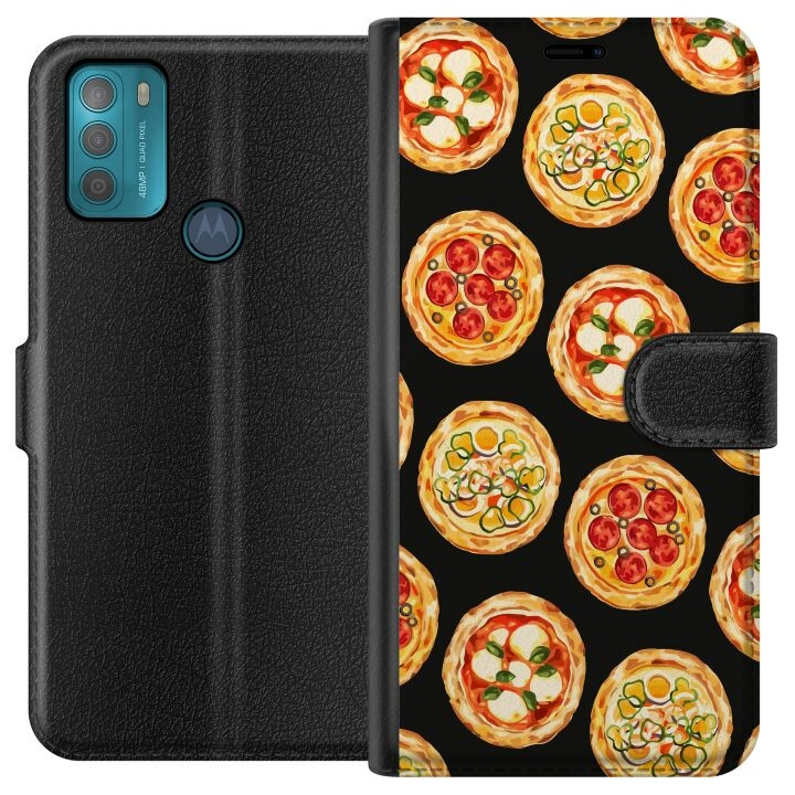 Plånboksfodral till Motorola Moto G50 med Pizza motiv i gruppen SMARTPHONE & SURFPLATTOR / Mobilskydd / Motorola hos TP E-commerce Nordic AB (A55029)