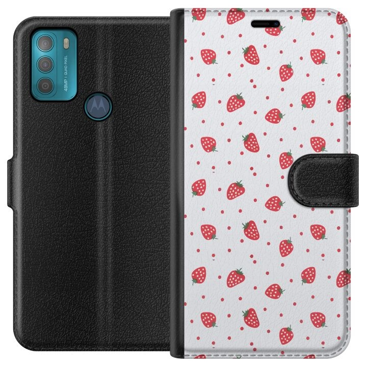 Plånboksfodral till Motorola Moto G50 med Jordgubbar motiv i gruppen SMARTPHONE & SURFPLATTOR / Mobilskydd / Motorola hos TP E-commerce Nordic AB (A55033)