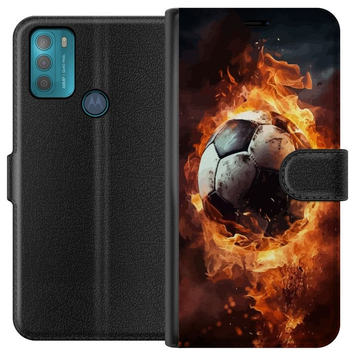 Plånboksfodral till Motorola Moto G50 med Fotboll motiv i gruppen SMARTPHONE & SURFPLATTOR / Mobilskydd / Motorola hos TP E-commerce Nordic AB (A55037)