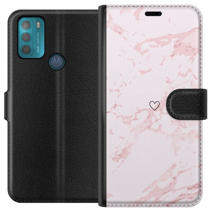 Plånboksfodral till Motorola Moto G50 med Rosa Hjärta motiv i gruppen SMARTPHONE & SURFPLATTOR / Mobilskydd / Motorola hos TP E-commerce Nordic AB (A55039)