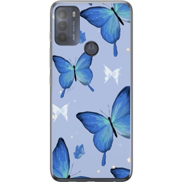 Mobilskal till Motorola Moto G50 med Blå fjärillar motiv i gruppen SMARTPHONE & SURFPLATTOR / Mobilskydd / Motorola hos TP E-commerce Nordic AB (A55059)