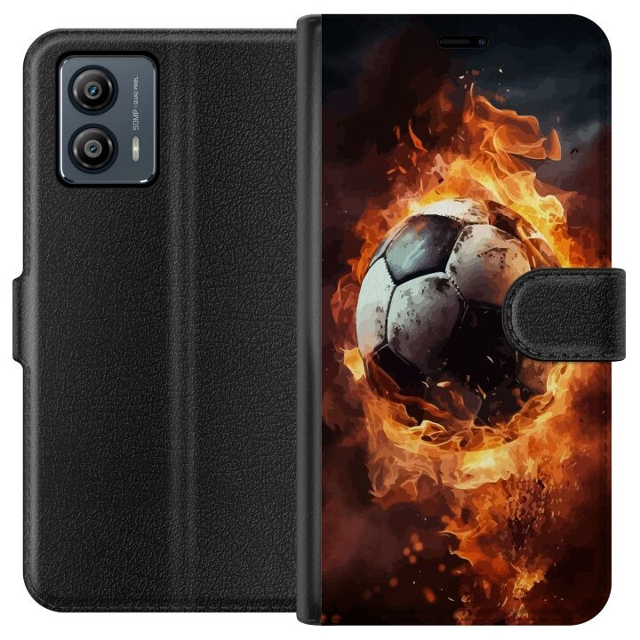Plånboksfodral till Motorola Moto G53 med Fotboll motiv i gruppen SMARTPHONE & SURFPLATTOR / Mobilskydd / Motorola hos TP E-commerce Nordic AB (A55118)