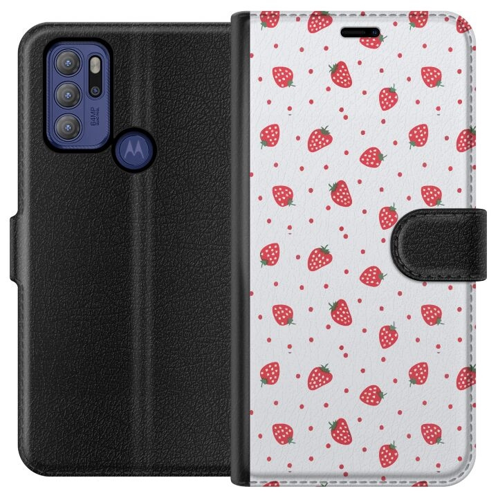 Plånboksfodral till Motorola Moto G60S med Jordgubbar motiv i gruppen SMARTPHONE & SURFPLATTOR / Mobilskydd / Motorola hos TP E-commerce Nordic AB (A55195)