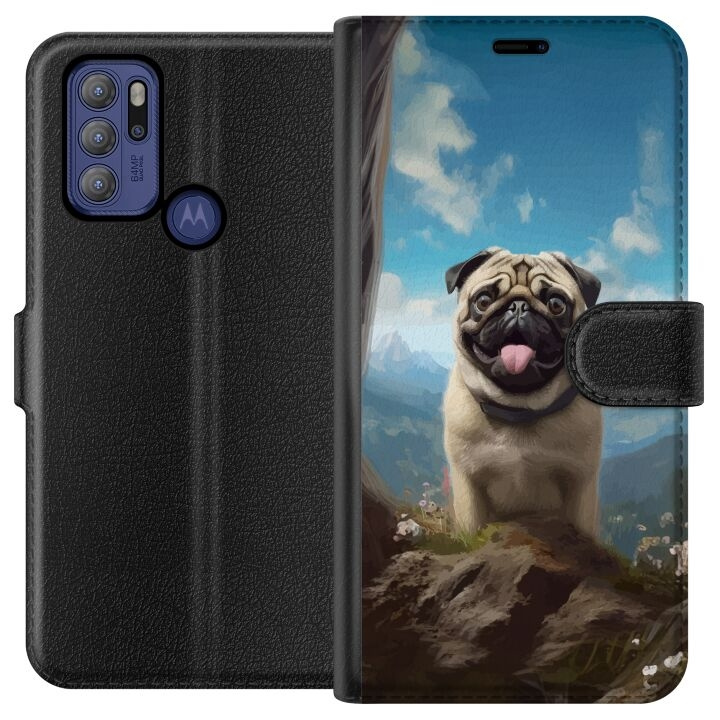 Plånboksfodral till Motorola Moto G60S med Glad Hund motiv i gruppen SMARTPHONE & SURFPLATTOR / Mobilskydd / Motorola hos TP E-commerce Nordic AB (A55196)