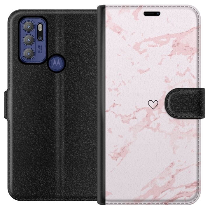 Plånboksfodral till Motorola Moto G60S med Rosa Hjärta motiv i gruppen SMARTPHONE & SURFPLATTOR / Mobilskydd / Motorola hos TP E-commerce Nordic AB (A55201)