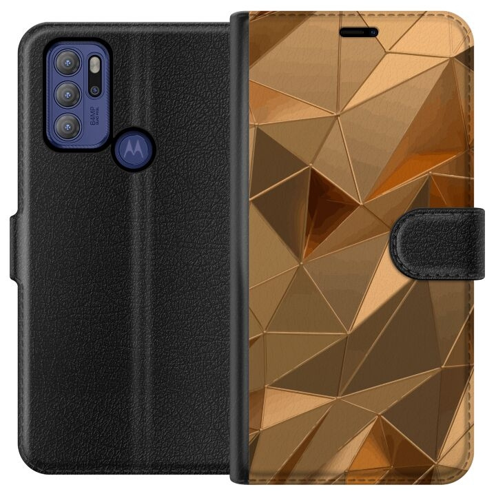 Plånboksfodral till Motorola Moto G60S med 3D Guld motiv i gruppen SMARTPHONE & SURFPLATTOR / Mobilskydd / Motorola hos TP E-commerce Nordic AB (A55202)
