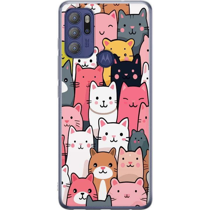 Mobilskal till Motorola Moto G60S med Kattmönster motiv i gruppen SMARTPHONE & SURFPLATTOR / Mobilskydd / Motorola hos TP E-commerce Nordic AB (A55213)