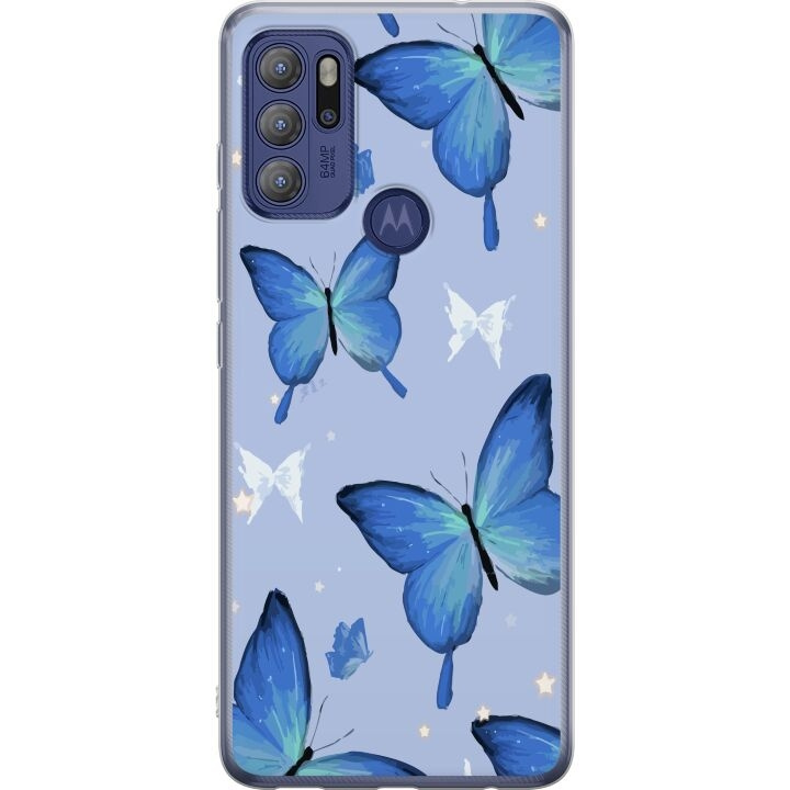 Mobilskal till Motorola Moto G60S med Blå fjärillar motiv i gruppen SMARTPHONE & SURFPLATTOR / Mobilskydd / Motorola hos TP E-commerce Nordic AB (A55221)