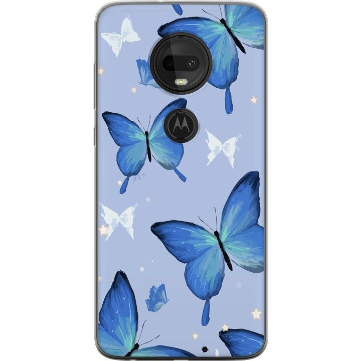 Mobilskal till Motorola Moto G7 med Blå fjärillar motiv i gruppen SMARTPHONE & SURFPLATTOR / Mobilskydd / Motorola hos TP E-commerce Nordic AB (A55275)