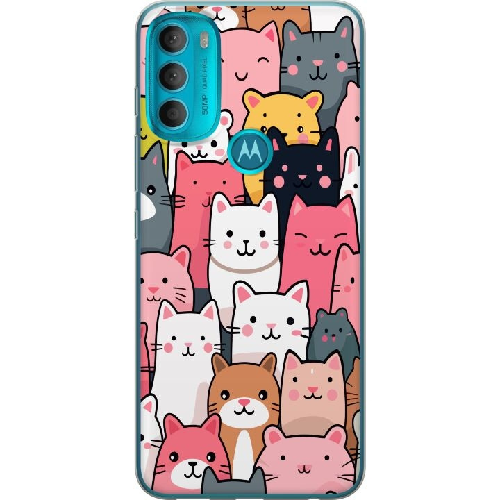 Mobilskal till Motorola Moto G71 5G med Kattmönster motiv i gruppen SMARTPHONE & SURFPLATTOR / Mobilskydd / Motorola hos TP E-commerce Nordic AB (A55294)