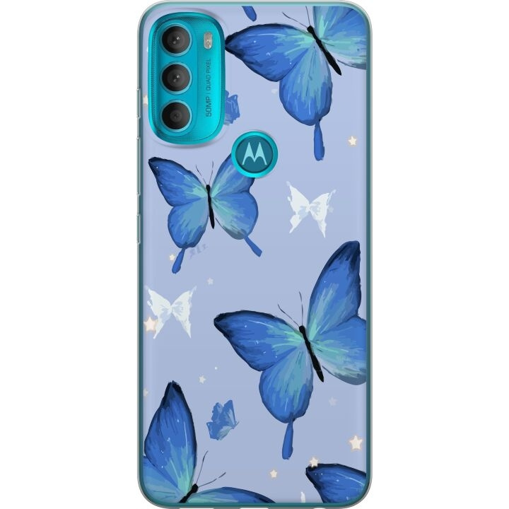 Mobilskal till Motorola Moto G71 5G med Blå fjärillar motiv i gruppen SMARTPHONE & SURFPLATTOR / Mobilskydd / Motorola hos TP E-commerce Nordic AB (A55302)