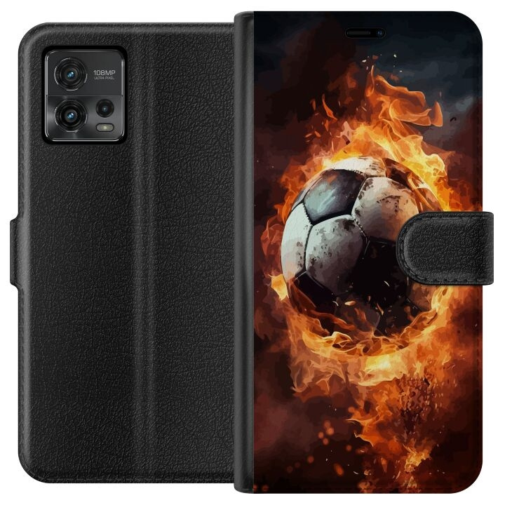 Plånboksfodral till Motorola Moto G72 med Fotboll motiv i gruppen SMARTPHONE & SURFPLATTOR / Mobilskydd / Motorola hos TP E-commerce Nordic AB (A55334)