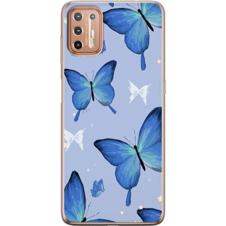 Mobilskal till Motorola Moto G9 Plus med Blå fjärillar motiv i gruppen SMARTPHONE & SURFPLATTOR / Mobilskydd / Motorola hos TP E-commerce Nordic AB (A55545)