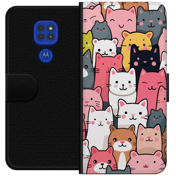 Plånboksfodral till Motorola Moto G9 Play med Kattmönster motiv i gruppen SMARTPHONE & SURFPLATTOR / Mobilskydd / Motorola hos TP E-commerce Nordic AB (A55591)