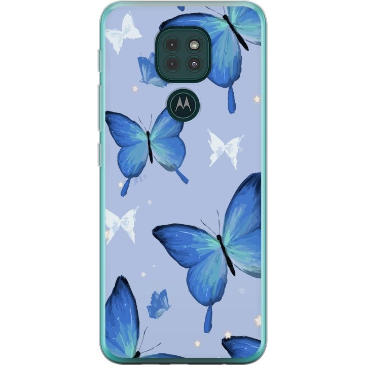Mobilskal till Motorola Moto G9 Play med Blå fjärillar motiv i gruppen SMARTPHONE & SURFPLATTOR / Mobilskydd / Motorola hos TP E-commerce Nordic AB (A55626)