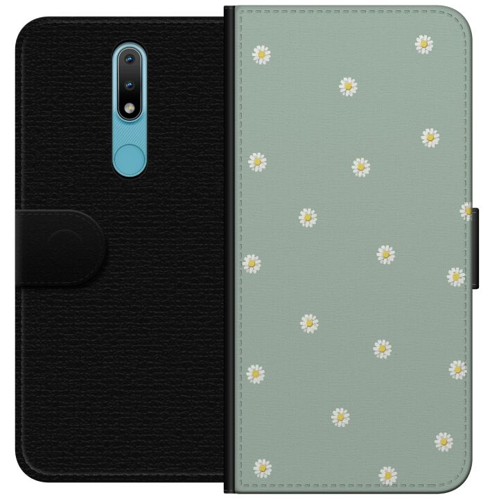 Plånboksfodral till Nokia 2.4 med Prästkragar motiv i gruppen SMARTPHONE & SURFPLATTOR / Mobilskydd / Nokia/Microsoft hos TP E-commerce Nordic AB (A55668)