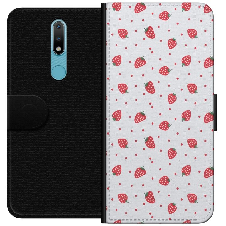Plånboksfodral till Nokia 2.4 med Jordgubbar motiv i gruppen SMARTPHONE & SURFPLATTOR / Mobilskydd / Nokia/Microsoft hos TP E-commerce Nordic AB (A55681)