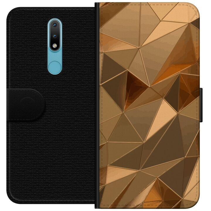 Plånboksfodral till Nokia 2.4 med 3D Guld motiv i gruppen SMARTPHONE & SURFPLATTOR / Mobilskydd / Nokia/Microsoft hos TP E-commerce Nordic AB (A55688)