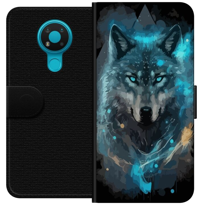 Plånboksfodral till Nokia 3.4 med Varg motiv i gruppen SMARTPHONE & SURFPLATTOR / Mobilskydd / Nokia/Microsoft hos TP E-commerce Nordic AB (A55696)