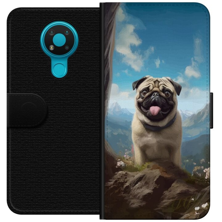 Plånboksfodral till Nokia 3.4 med Glad Hund motiv i gruppen SMARTPHONE & SURFPLATTOR / Mobilskydd / Nokia/Microsoft hos TP E-commerce Nordic AB (A55709)