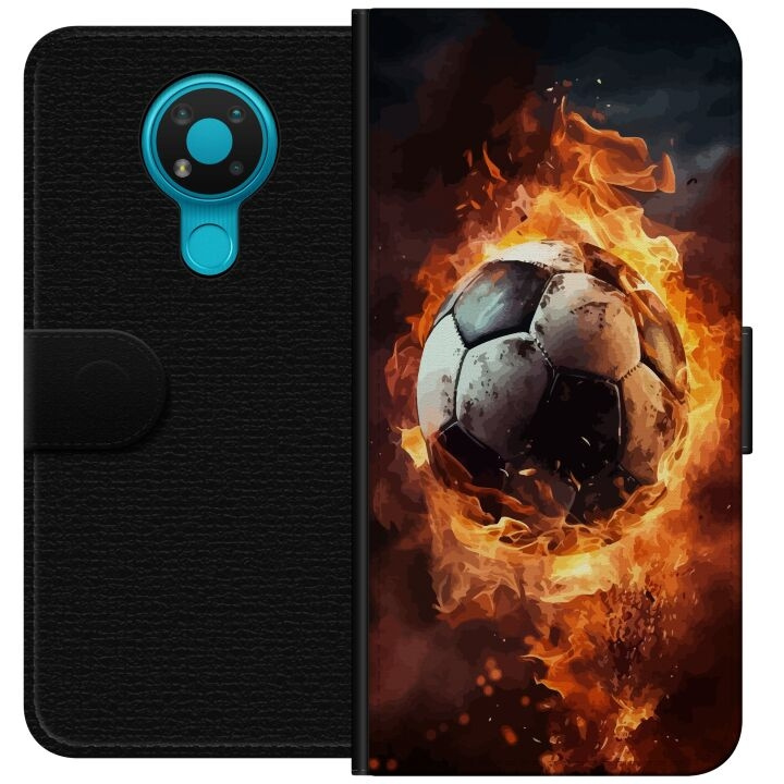 Plånboksfodral till Nokia 3.4 med Fotboll motiv i gruppen SMARTPHONE & SURFPLATTOR / Mobilskydd / Nokia/Microsoft hos TP E-commerce Nordic AB (A55712)