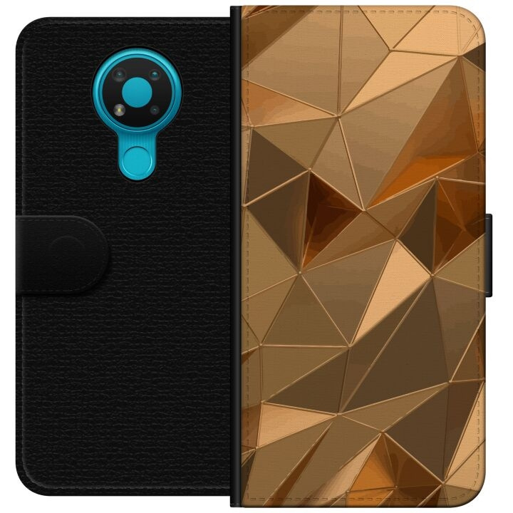 Plånboksfodral till Nokia 3.4 med 3D Guld motiv i gruppen SMARTPHONE & SURFPLATTOR / Mobilskydd / Nokia/Microsoft hos TP E-commerce Nordic AB (A55715)