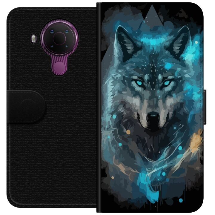Plånboksfodral till Nokia 5.4 med Varg motiv i gruppen SMARTPHONE & SURFPLATTOR / Mobilskydd / Nokia/Microsoft hos TP E-commerce Nordic AB (A55750)