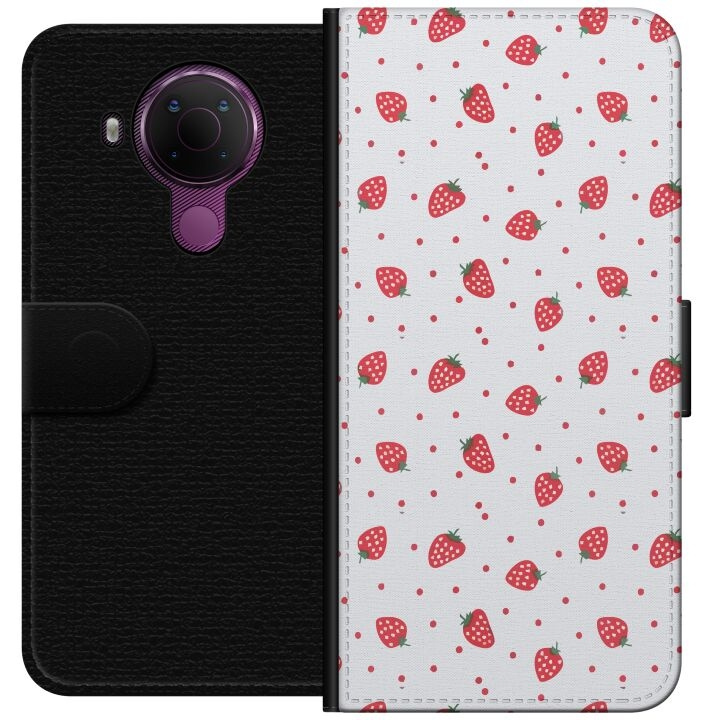 Plånboksfodral till Nokia 5.4 med Jordgubbar motiv i gruppen SMARTPHONE & SURFPLATTOR / Mobilskydd / Nokia/Microsoft hos TP E-commerce Nordic AB (A55762)